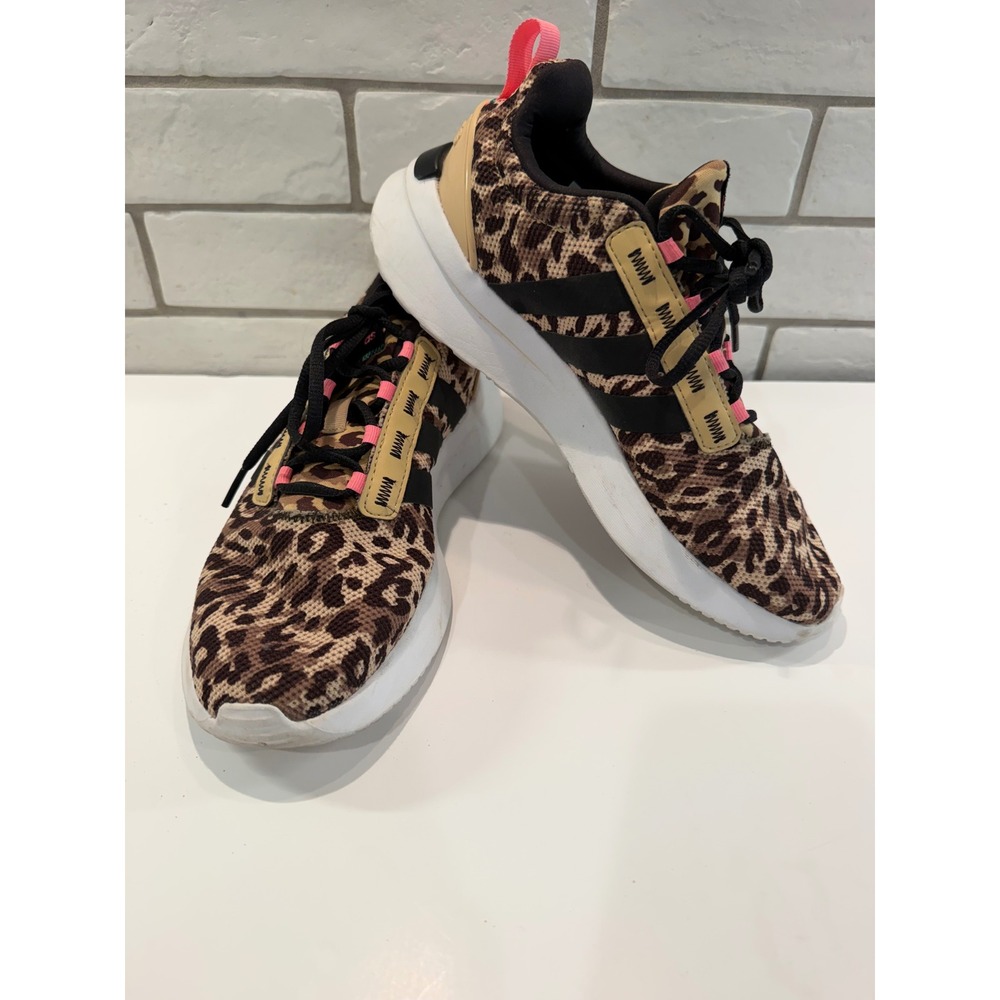 Adidas Cloudfoam Pure 2.0 Sneakers Womens 7 Leopard Print Brown Pink GW7147